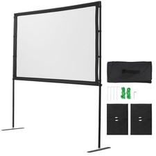 Projector Screen with Stand, 80 Inch 160  Wide Angle Indoor Outdoor Projection S
