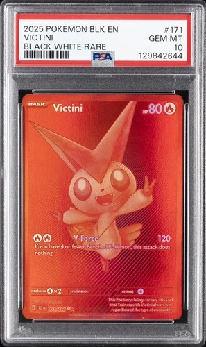2025 POKEMON BLK EN-BLACK BOLT BLACK WHITE RARE #171 VICTINI PSA 10