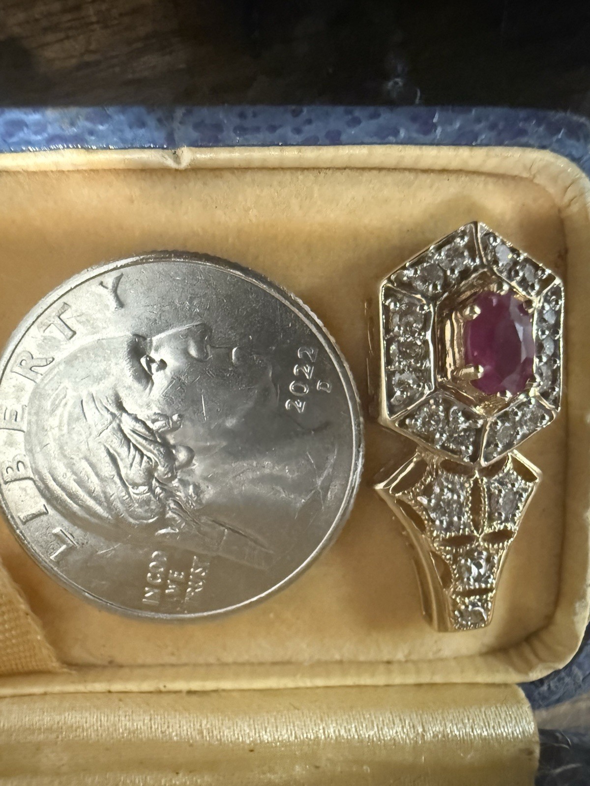 10k Solid Yellow Gold Diamonds And  Ruby Pendant … - image 8