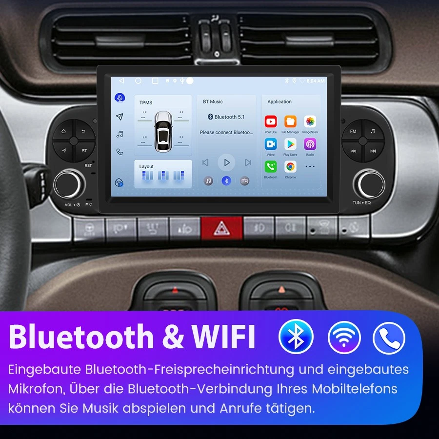 7" DAB+ Für FIAT PANDA 2013-2020 Android 14 Autoradio mit Carplay GPS Wifi 2+64G - Bild 4 von 4
