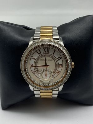 #ad Michael Kors 40mm WR 50m Mop Sun Dial Quartz Two Tone Ladies Watch $20.09