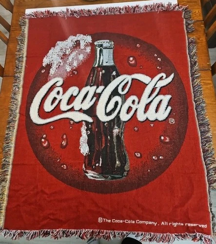 Vintage Coca-Cola Throw Blanket, The Coca-Cola Company, Bottle , Red, Logo
