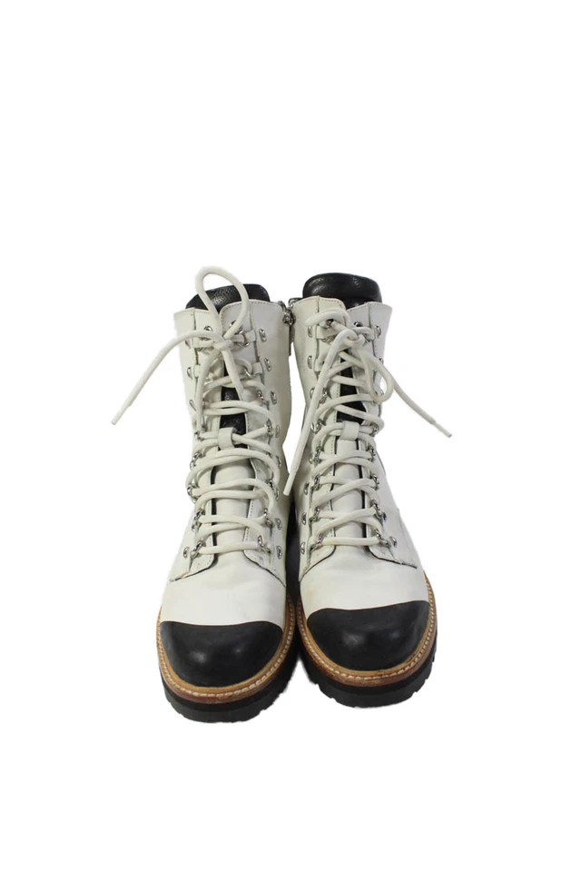 Женские кожаные сапоги Sigerson Morrison на шнуровке белые черные размер 37,5 7,5 - Изображение 2 из 4