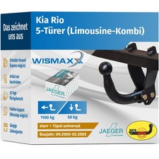 ANHÄNGERKUPPLUNG starr für Kia Rio 00-05 +13pol E-Satz ABE