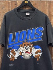 Detroit Lions Vintage 1991 Taz looney tunes black shirt VK14636