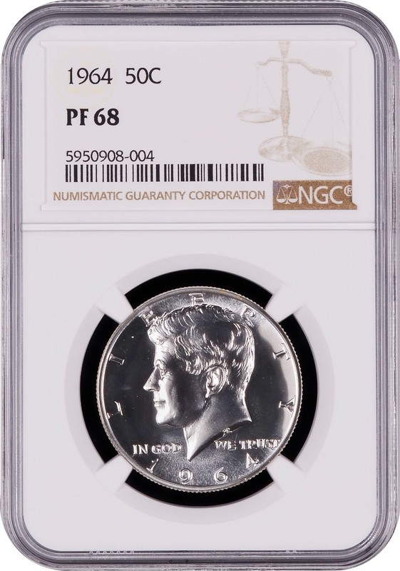 1964 Proof Kennedy Silver Half Dollar 50c NGC PF68 - Certified