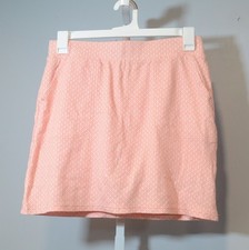 Croft  Barrow Women's Size S Skort Peach/White Print Slash Pockets Wide Waist