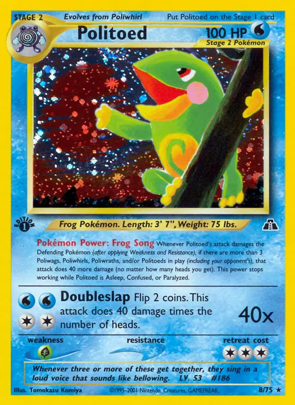 Politoed - 8/75 - Pokemon Neo Discovery 1st Edition Holo Rare Card WOTC HP