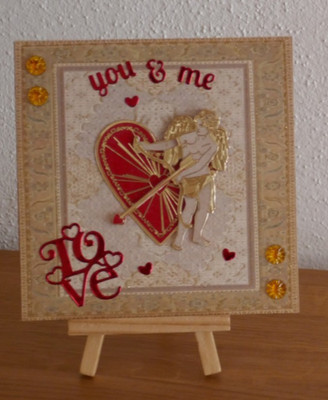 Grußkarte LOVE, Liebe, Freundschaft Valentinstag you & me Amor Pfeil Handarbeit