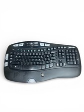 Logitech K350 Wave Ergonomic Keyboard Black Wireless w/Dongle Leg Broke