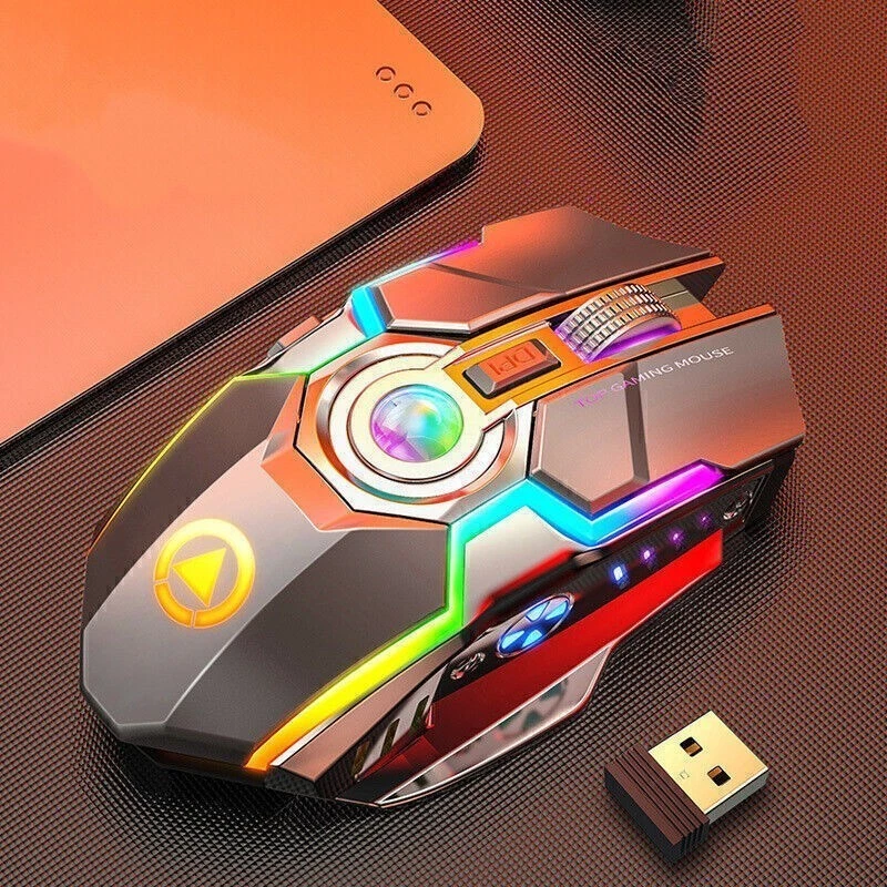 Wireless Gaming Mouse Rechargeable Ergonomic RGB Backlit For Laptop Computer - Image 3 of 4