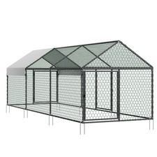 Uimoso Metal Chicken Coop with Cover for 6-8 Chickens,3.3x9.8x3.3ft Poultry Cage