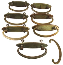 Vintage Brass Oval Drop Bail Drawer Pull Lot Patina Hepplewhite Federal Salvage