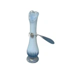 Fenton Glass Misty Blue Satin Bud Vase 7" Tall Made in America