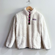 Vineyard Vines Girls Fleece Pullover M 10-12 Cream Sherpa Preppy Cozy Gorpcore