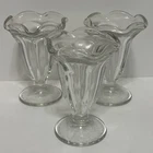 Set of 3 Vintage 6” Anchor Hocking Glass Footed Tulip Ice Cream Sundae Parfait