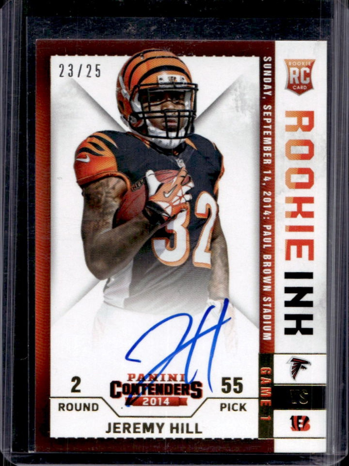 Jeremy Hill Panini Contenders Rookie Ink Rookie Premiere #RRIJH Premiere Gold