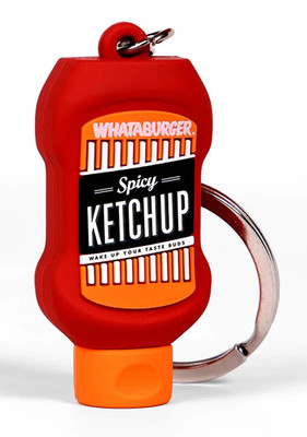 (New) Whataburger 3D Ketchup Bottle Keychain Texas Burger 2 Sided