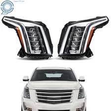 For Cadillac Escalade 2015-2020 Clear Lens LED Black Right & Left Side Headlight