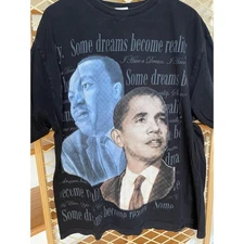 y2k mlk x obama black history tee big face 2008 XL