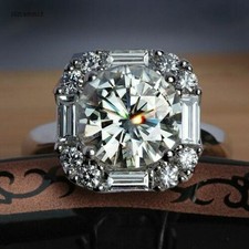 3.10 Ct Round Cut White Diamond Lab-Created Engagement Ring 925 Sterling Silver