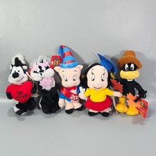Looney Tunes 5 Mini Bean Plush Porky Pepe Le Pew Penelope Daffy Petuna 1999