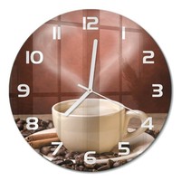 Glasuhr Wanduhr Wohnaccessoire Aus Glas Aromatischer Kaffee WeißE Zeiger Fi30 Cm