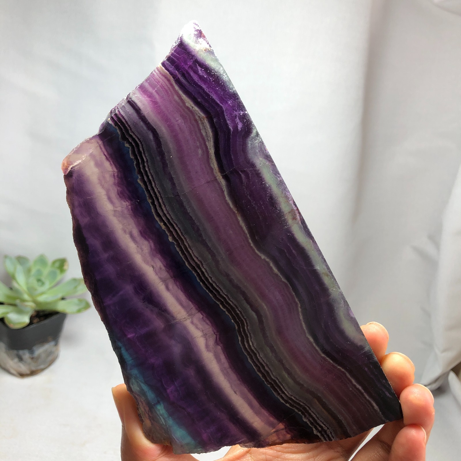 Natural Rainbow Fluorite Crystal Specimen 492g Polished Cut G8090