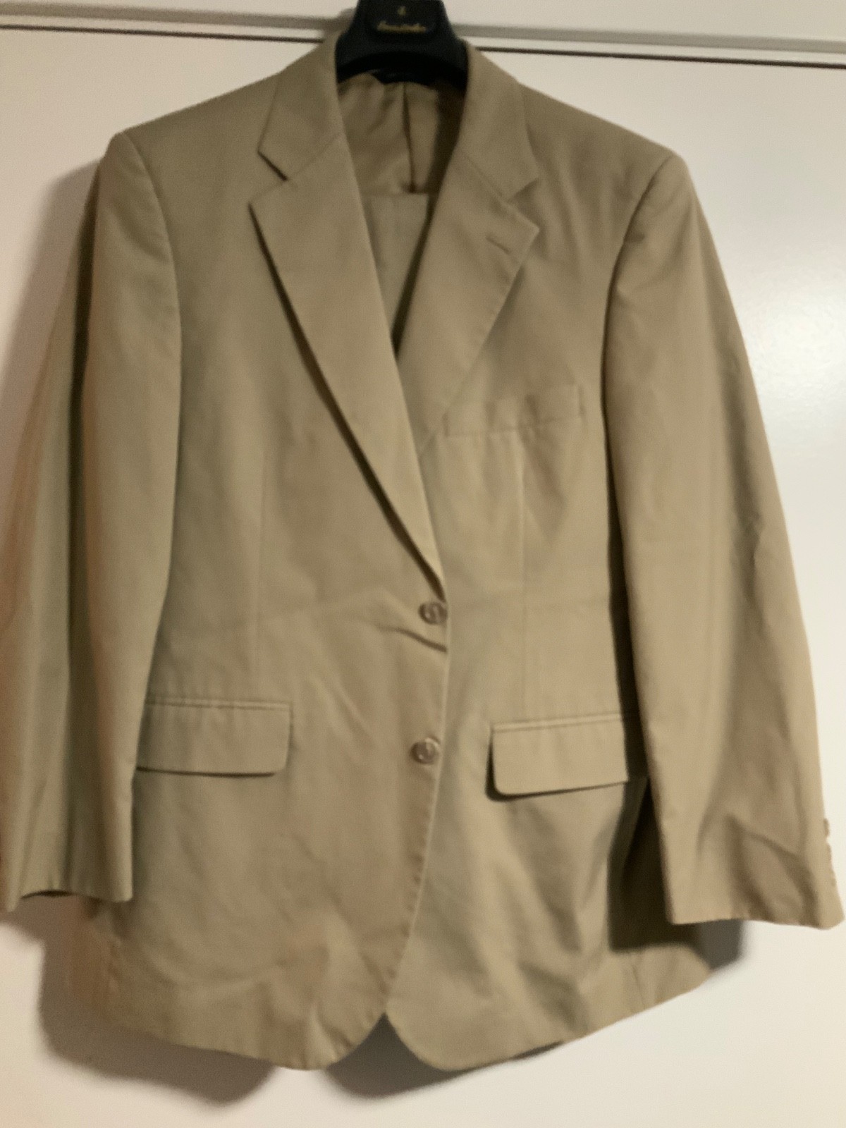 Brooks Brothers Cotton Blend 2 PC Suit Men’s Size 42 R 34X30 Khaki Pleated Pants