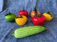 Lot 7 Pcs Vintage Murano Style Hand Blown Art Glass Fruits and Vegetables