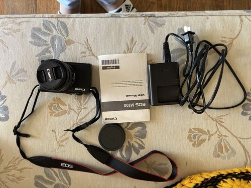 Canon EOS M100 24.2MP White Digital Camera Kit w/ EF-M15-45mm Lens With Box