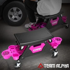 Rolling Mechanics Seat Tool Chair Garage Storage Stool Purple w/ Drawer & Tray