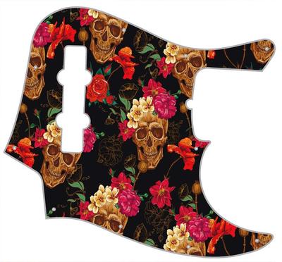 J Jazz Bass Schlagbrett Custom Fender Grafikgitarre Pick Guard Schädel Rosen 1