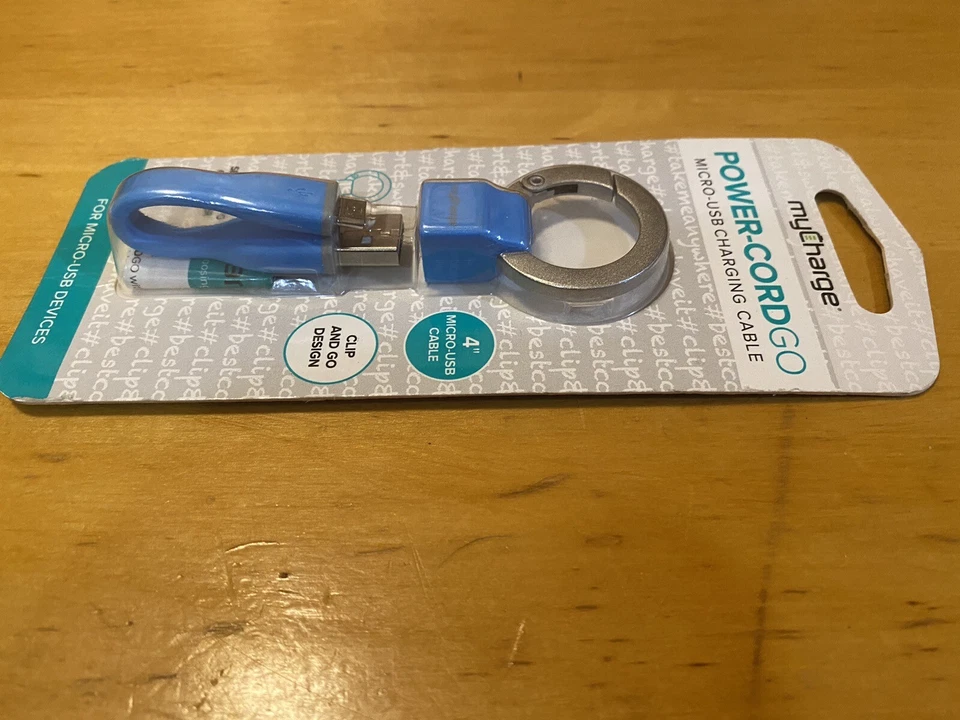 Cable de carga micro USB MyCharge Power-CordGo azul NUEVO Foto 2 de 3