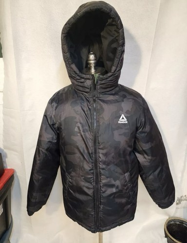 Reebok Reversible Olive / Camouflage Hooded Puffer Jacket Men’s Size Small - Picture 7 of 11