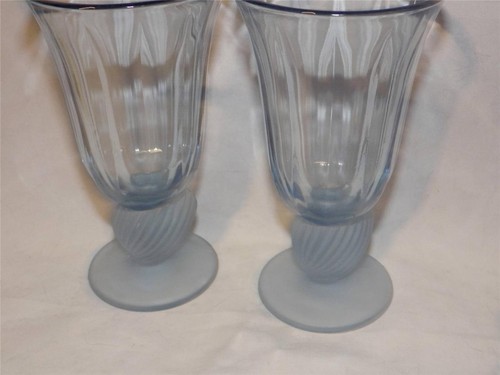 (2) Tallo de cáscara de mar copas de vino escarcha azul Fostoria Captiva - Imagen 2 de 5
