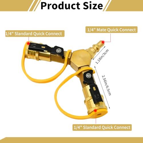 1/4" RV Propane Quick Connect Y Splitter Adapter with Shutoff Valve Quick Con... - Picture 4 of 7