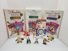 Vintage Disney Lot Little Mermaid Aladdin Bambi View-Master Book PVC Figures
