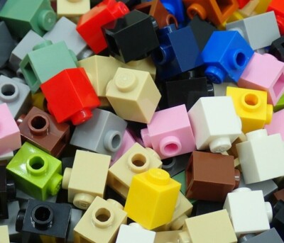Lego Lot of 50+ Bricks 1x1 w/Studs on Side (#87087) Assorted Random Color Bulk
