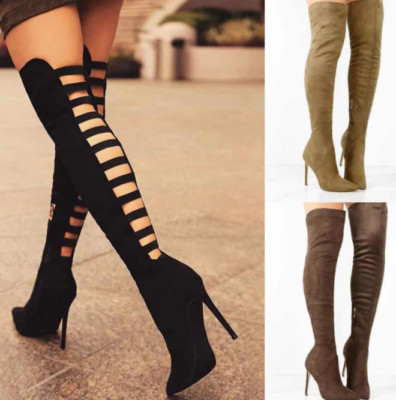 Nubukleder Overknee Stiefel Party High Heel Sexy Damen Boots Schuhe New Gift 
