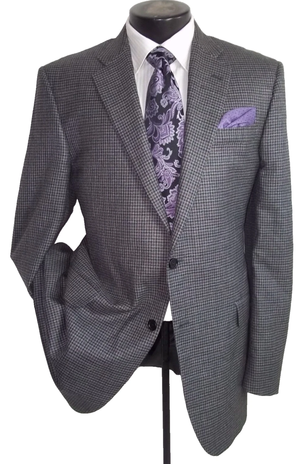 Giacca cappotto BURBERRY LONDON grigio check 2 bottoni misto lana e seta 42L