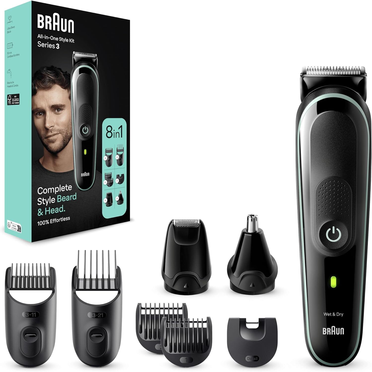 Braun Styling Kit 8-in-1: Regolabarba e Tagliacapelli Professionale