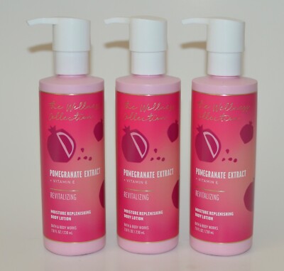 3 NEW BATH & BODY WORKS POMEGRANATE EXTRACT REVITALIZING LOTION CREAM PUMP 7.8OZ