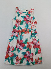 Tommy Hilfiger Women's Dress Size 6 White Floral Print Eyelet Lace Sheath