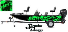 Skulls Graphic Abstract Fishing Bass Boat Wrap Decal Vinyl Pontoon US Black Lime