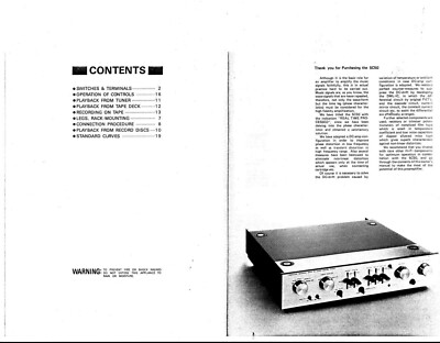 Operating Instructions For Luxman 5C 50