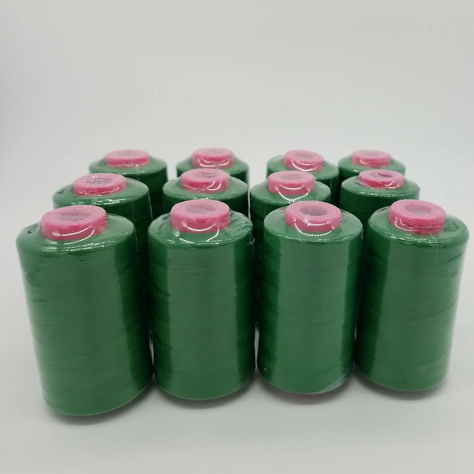 12 Big Spools Kelly GREEN Serger Sewing Machine Thread 6000 YARDS / Cone T27 S/2 - Image 2 of 4