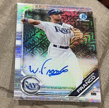 WANDER FRANCO AUTO 2019 Bowman Chrome Mega Box MOJO REFRACTOR Rays Rookie RC SP