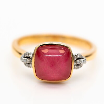 Al Coro Ring 750/18K Rose Gold Pink Tourmaline Diamonds 0.08ct TW/VS Size 61