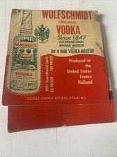 Vintage Matchbook Cover Matchcover Liquor Wolfschmidt Vodka Oversized